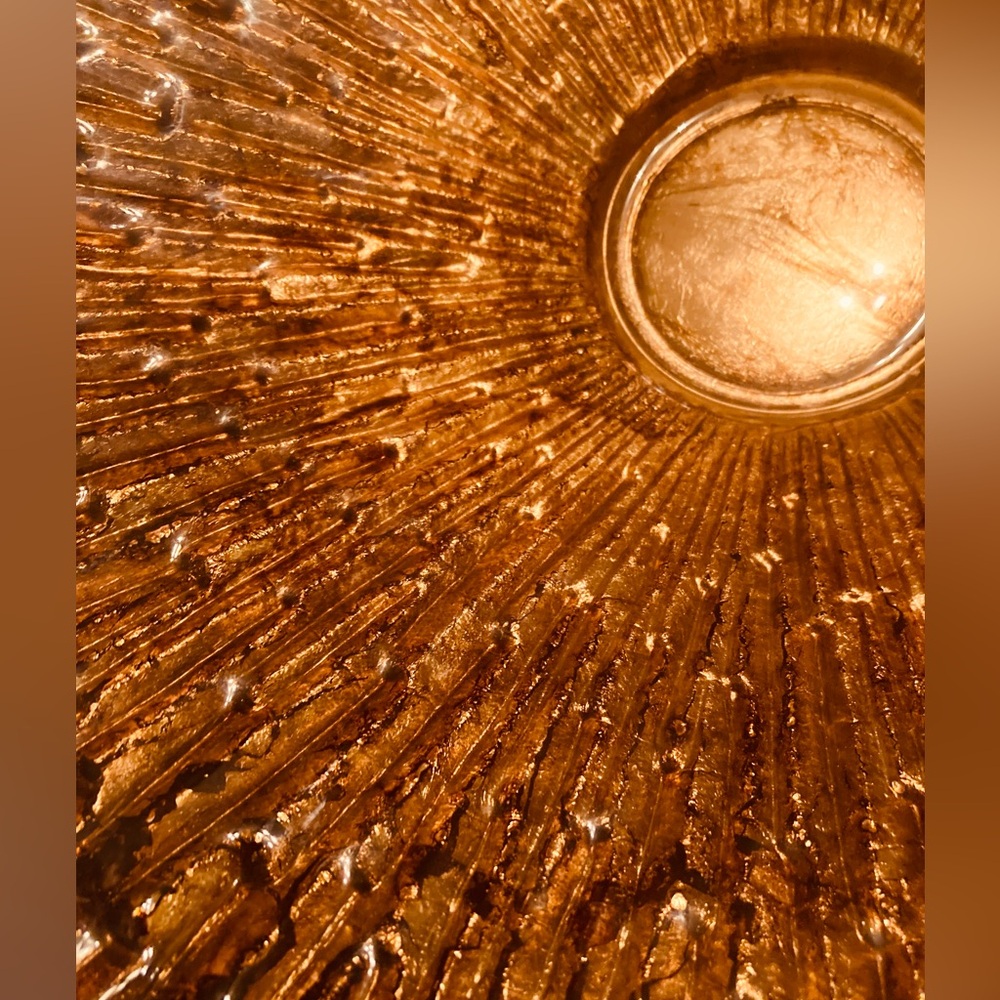 🔥 Rare Vintage MCM Lg Gold & Bronze Icicle Art Glass Decorative Centerpiece Bowl - Picture 8 of 16